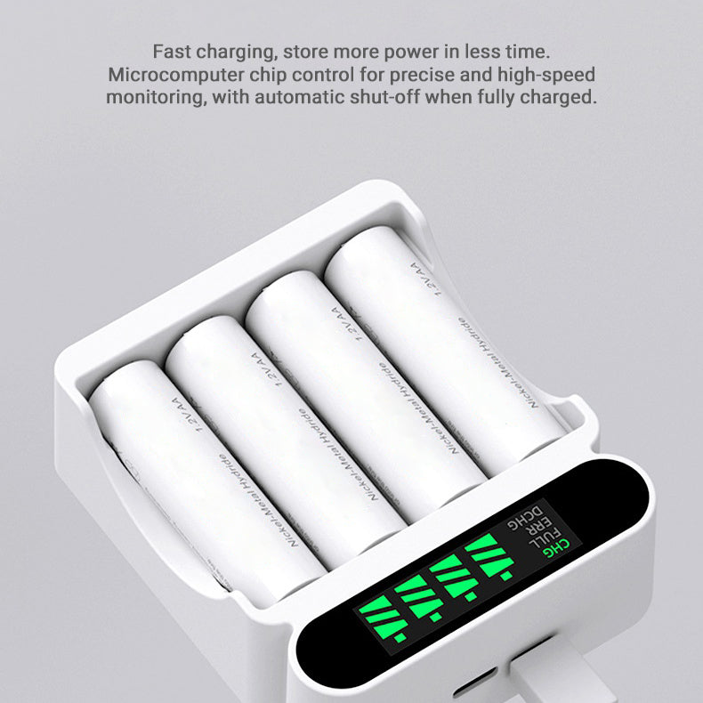 🔋 Universal Charger & Battery Set: Compatible with AA/AAA NiMH & Lithium Batteries – A Must-Have for Every Home! 🌟