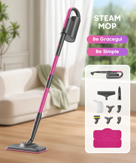 7-in-1 Steam Mop Dual-Rod Design with Detachable Handheld