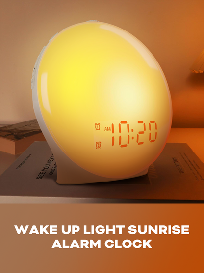 🌅⏰Wake Up Light Sunrise Alarm Clock for Kids, Heavy Sleepers, Bedroom, with Sunrise Simulation, Sleep Aid, Dual Alarms, FM Radio, Snooze, Nightlight, Daylight, 7 Colors, 7 Natural Sounds, Ideal for Gift