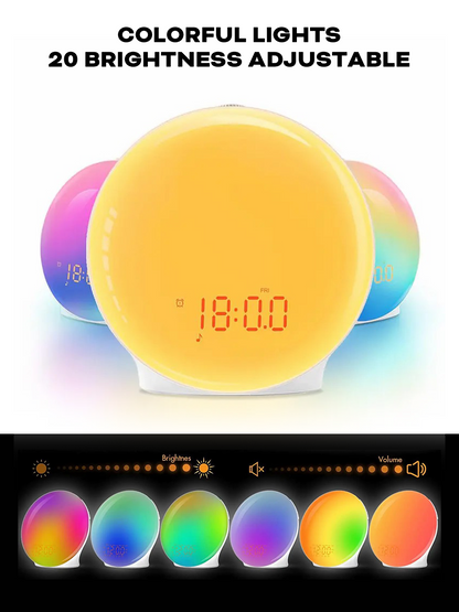 🌅⏰Wake Up Light Sunrise Alarm Clock for Kids, Heavy Sleepers, Bedroom, with Sunrise Simulation, Sleep Aid, Dual Alarms, FM Radio, Snooze, Nightlight, Daylight, 7 Colors, 7 Natural Sounds, Ideal for Gift